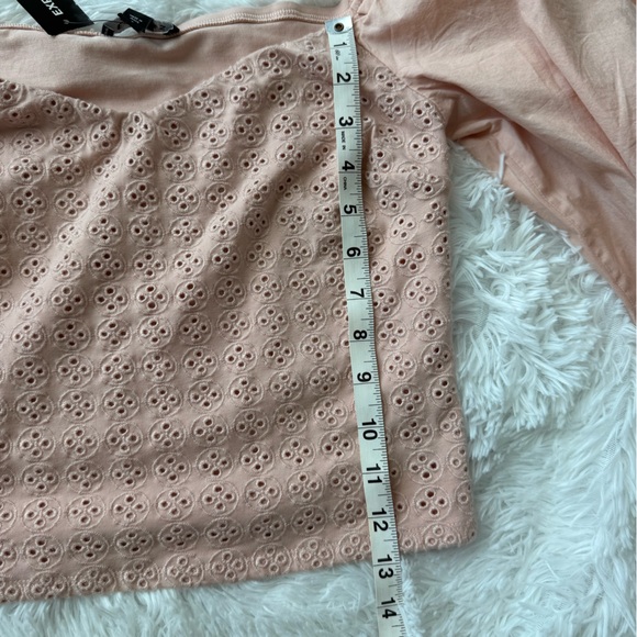 NWT Express Puff Sleeve Cropped Eyelet Blouse - Picture 12 of 12